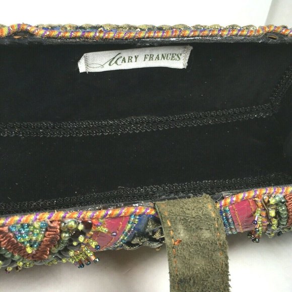 Mary Frances Designer Multi Color Beaded Barrel Clutch Handbag